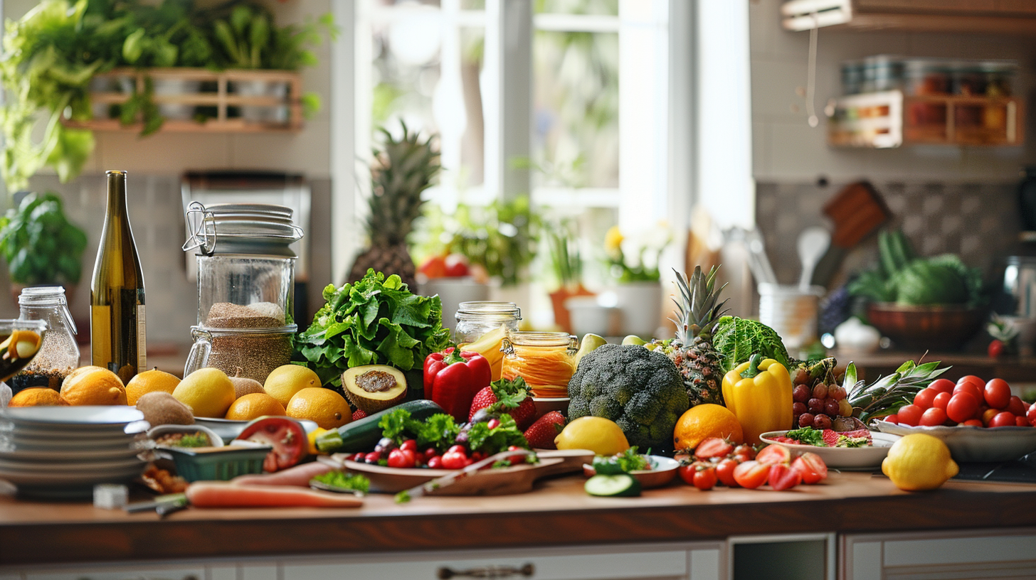 Дієтолог аналізує збалансоване меню з різними продуктами